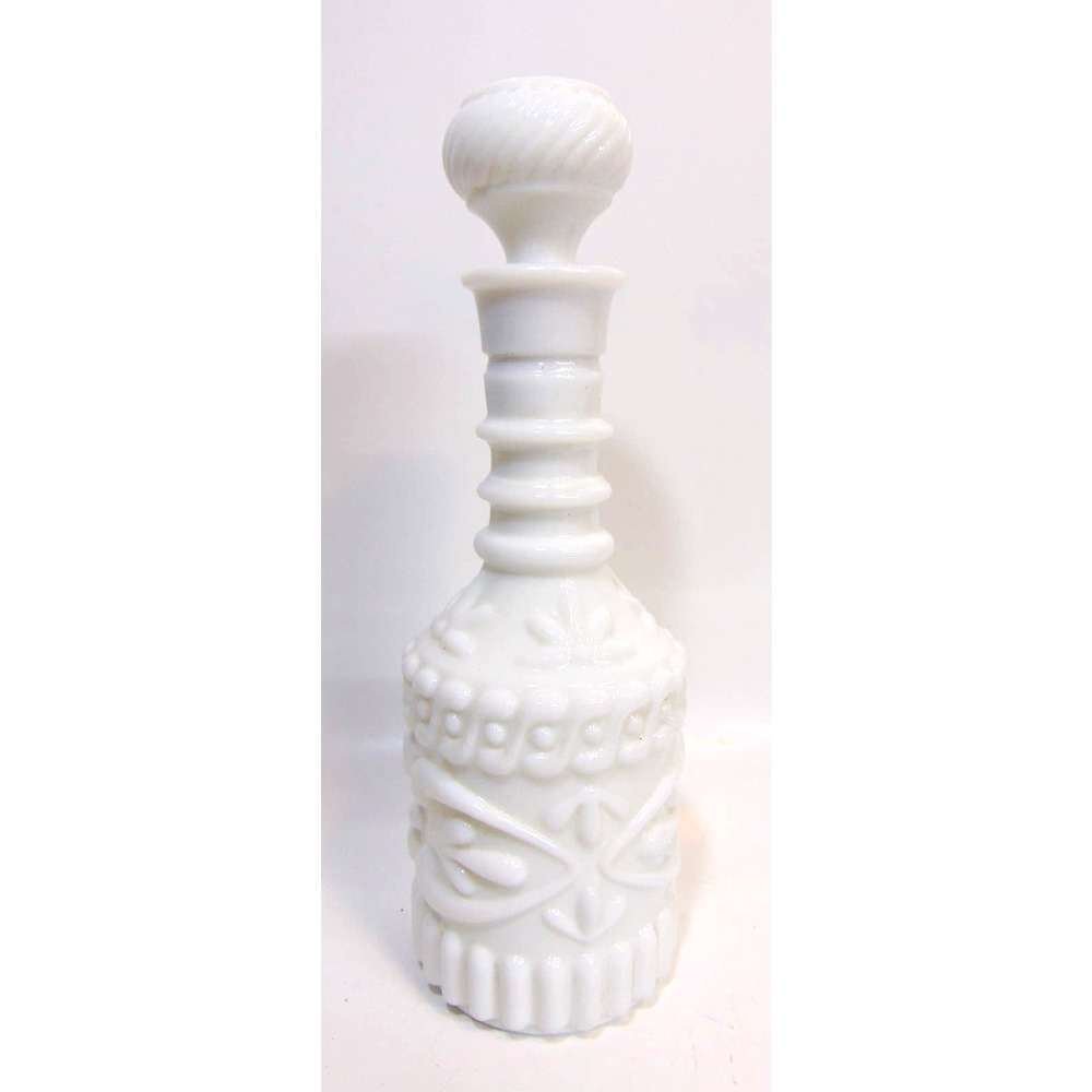 Liquor Decanter Milk Glass Fancy Whiskey 12" Decoration Collectible Vintage Rare